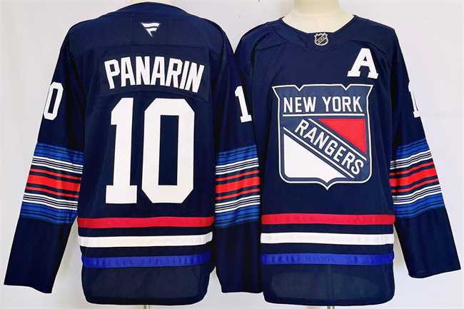 Mens New York Rangers #10 Artemi Panarin Navy 2024-25 Stitched Jersey